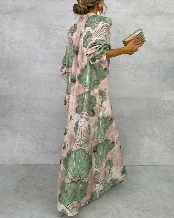 Robe Élégante À Imprimé Feuillage