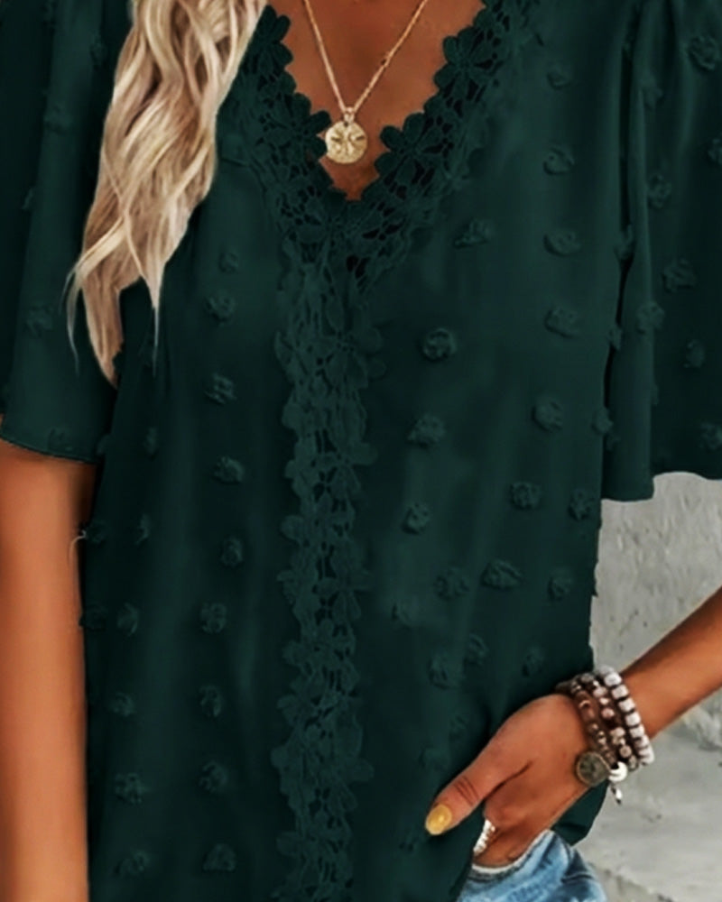 Blouse Jacquard Assemblée Manche Volant