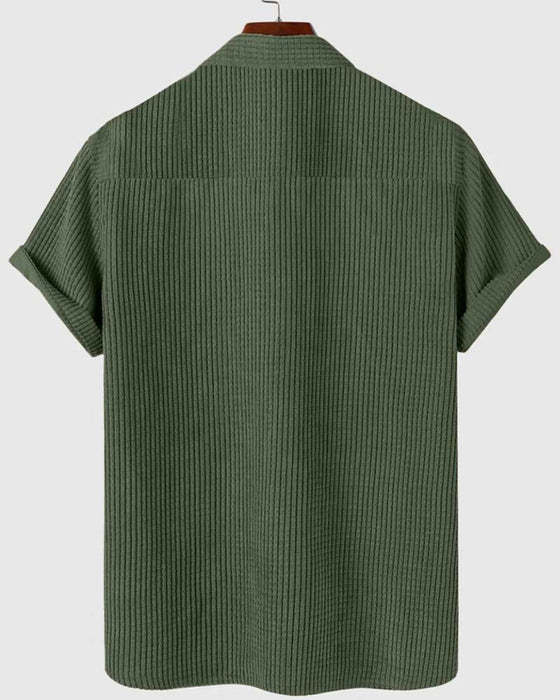 Chemise Revers Bouton Uni Homme Manche Courte