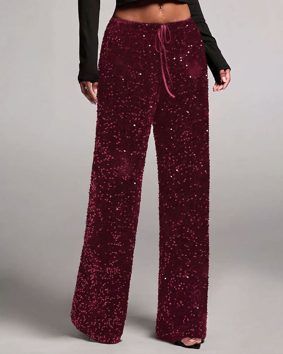 Pantalon Mode Cordon De Serrage Jambe Droite