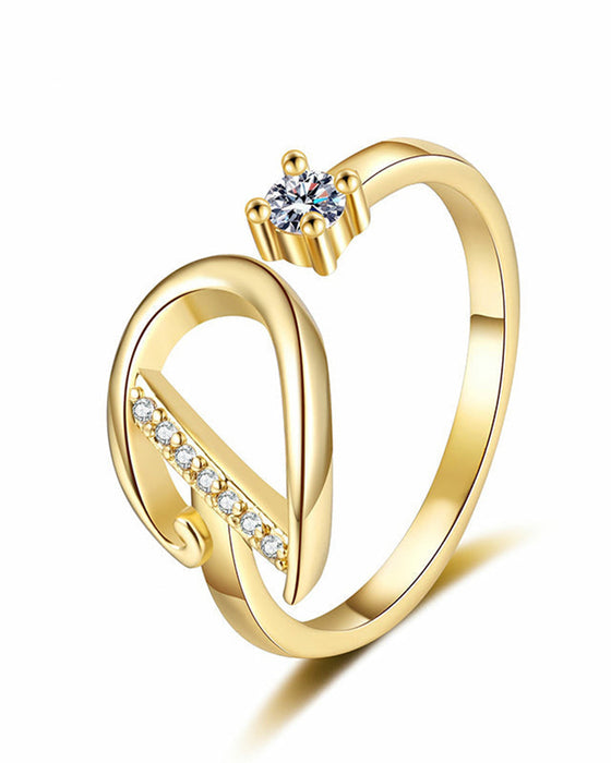 Bague Réglable Scintillante Avec Initiale Pour Femmes