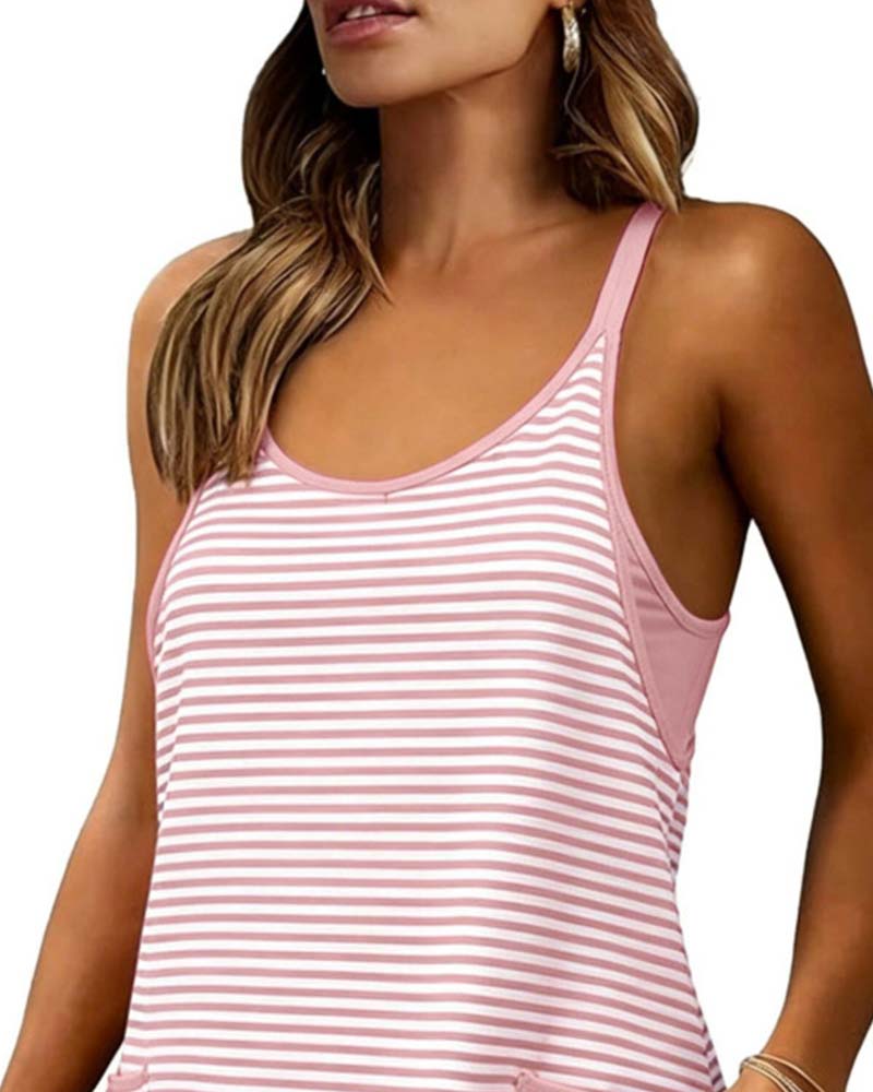 Combinaisons Rayées Sans Manches Camisole Décontractée