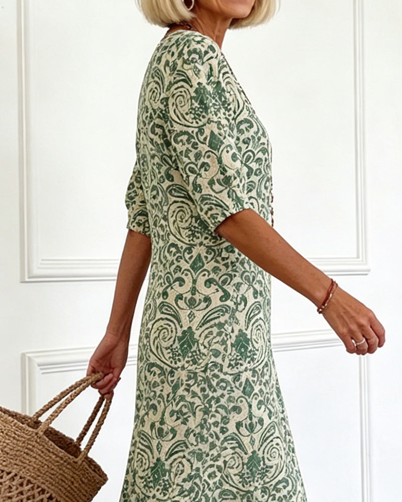 Robe Vintage Florale Encolure V Maxi