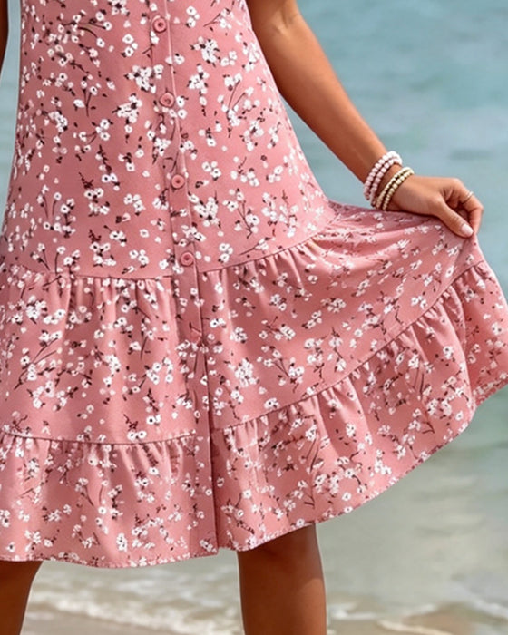 Robe Florale Col V Superposée