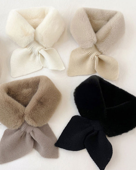 Écharpe En Fourrure Tricotée Patchwork À La Mode