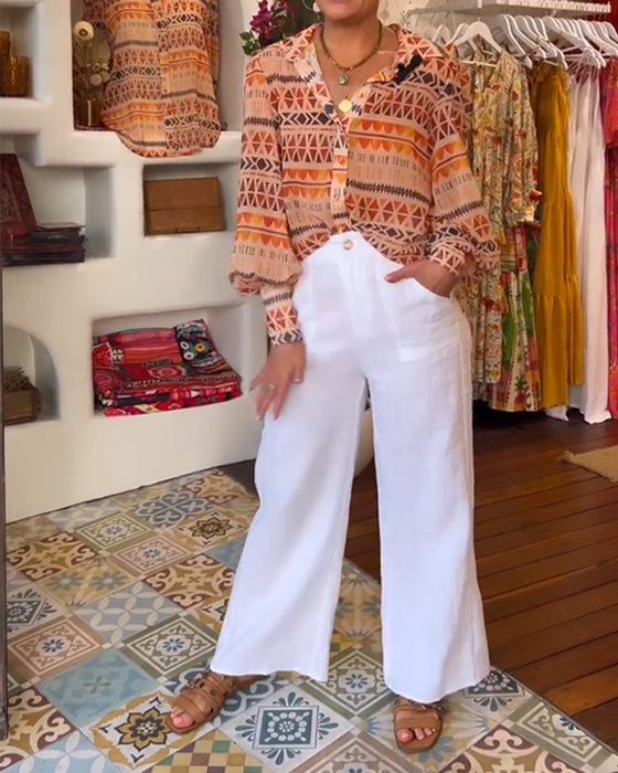 Chemise à revers et imprimé rétro