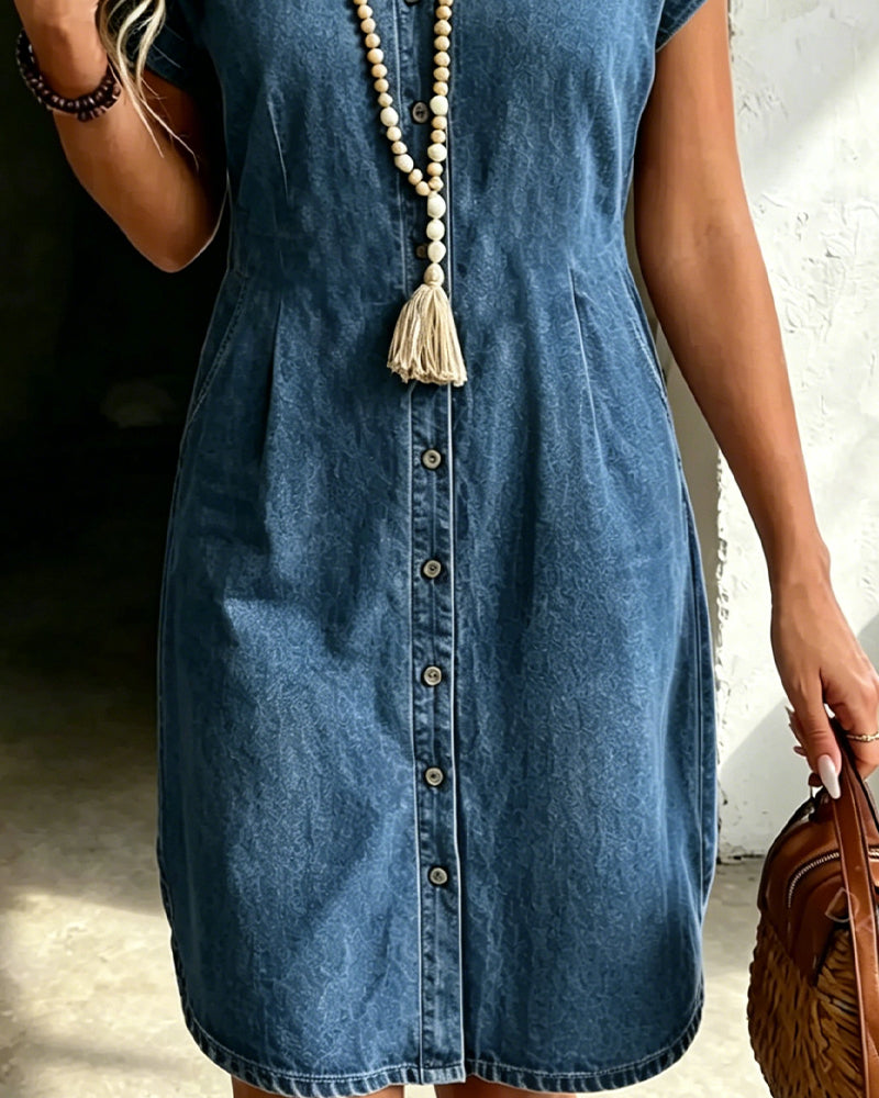 Robe Col V Manches Courtes