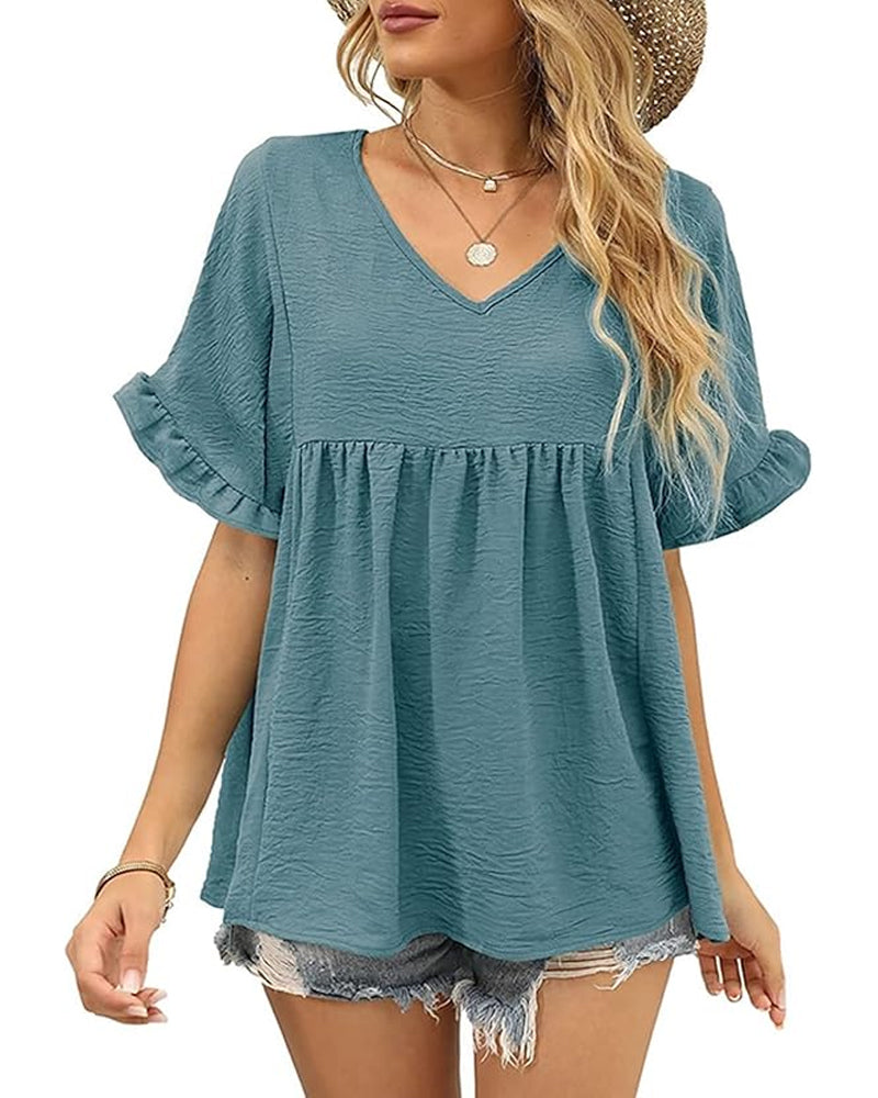 Blouse Décontractée Volant Coupe Loose