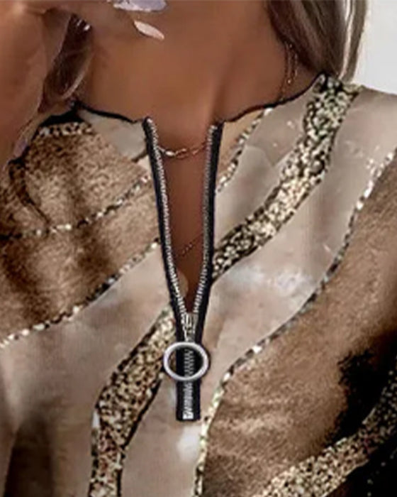 Sweat-Shirt À Demi-Zip Avec Imprimé Vintage