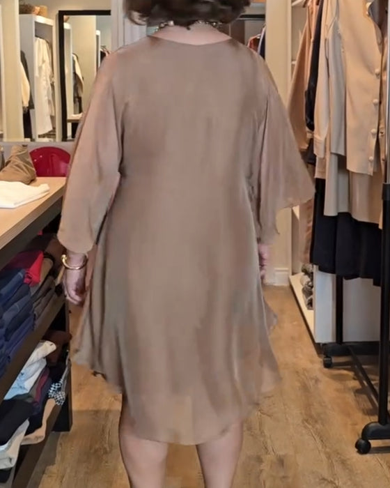 Robe Col Rond Lâche Flottant Midi