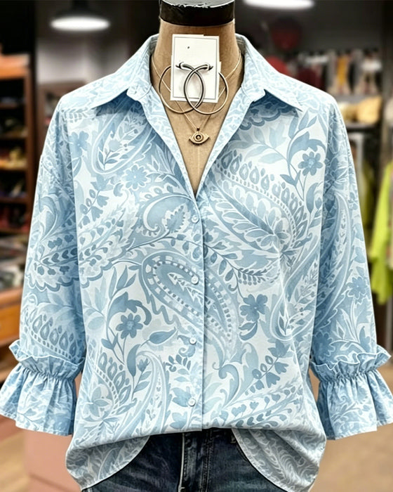 Blouse Manche Lanterne Imprimée