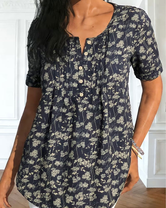Blouse Vintage Froncée Florale