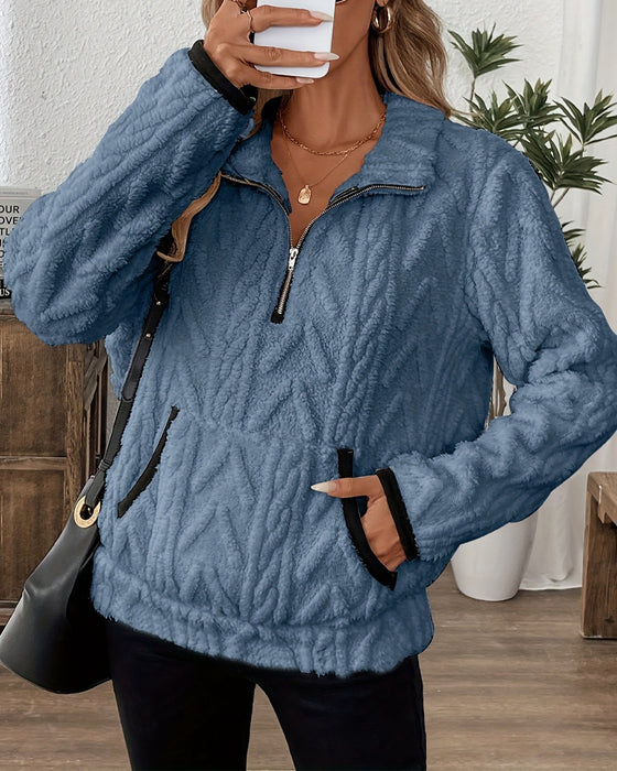 Sweat À Revers Fermeture Éclair Devant Doudou