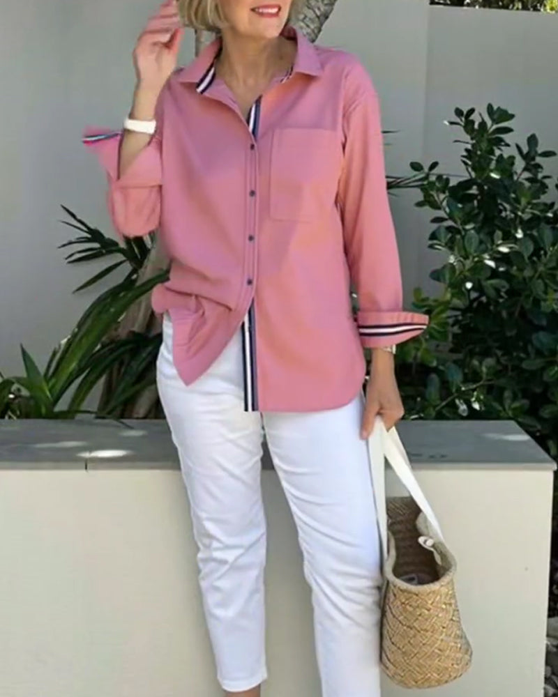 Chemise Manches Longues Col Boutonné Avec Poche