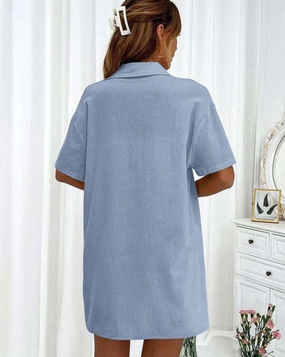 Ensemble chemise et short décontracté de couleur unie