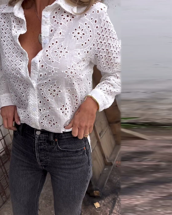 Chemise Manches Longues Revers Découpé