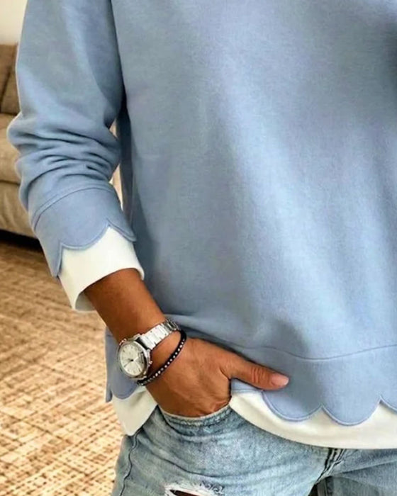 Sweat Bordure En Dentelle Faux Deux Pièces
