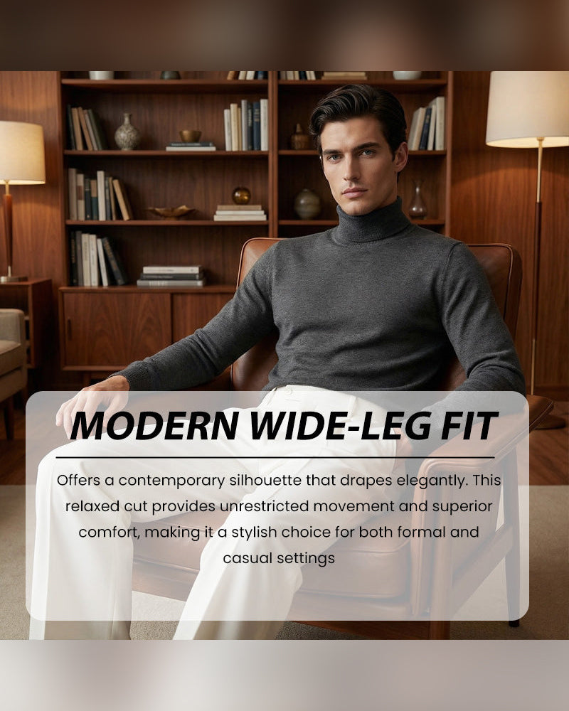 Pantalon Homme Décontracté Plissé Jambe Large