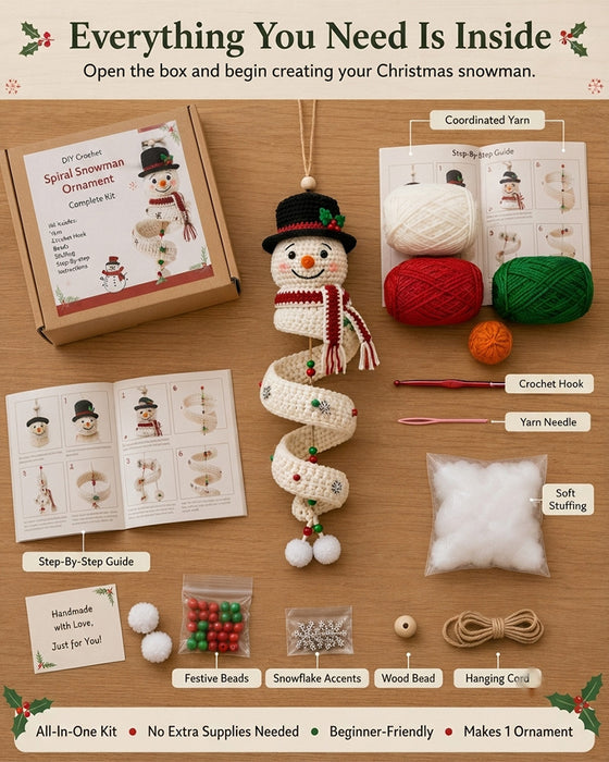 ☃️ Kit DIY Bonhomme De Neige En Spirale Au Crochet