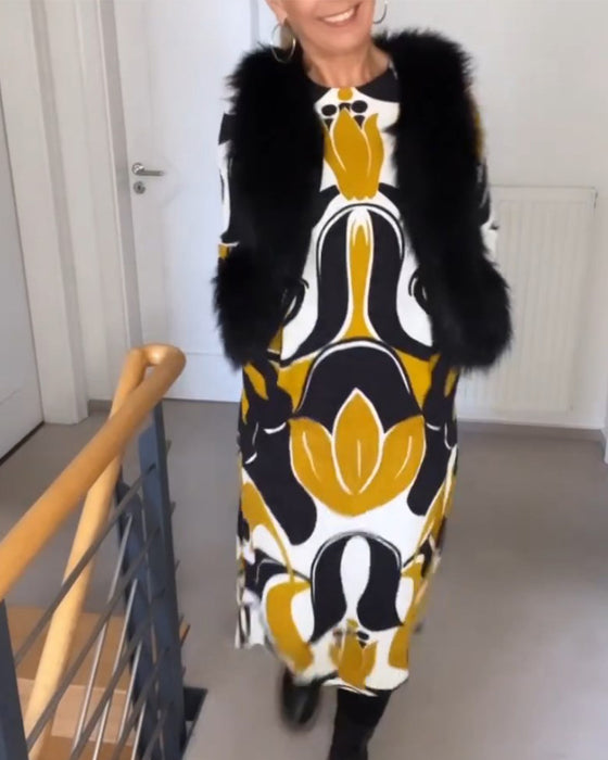 Robe imprimée à col rond