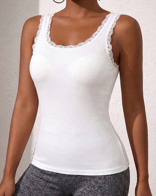 Tank Top Rembourré Dentelle Garniture