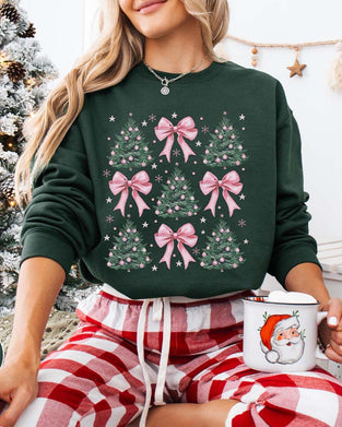 Sweat-shirt imprimé sapin de Noël avec nœud