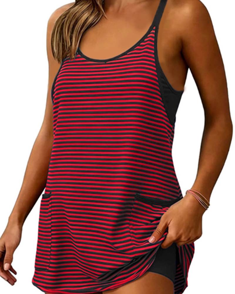 Combinaisons Rayées Sans Manches Camisole Décontractée