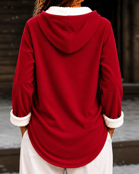 Hoodie À Capuche Imprimé De Fête Décontracté
