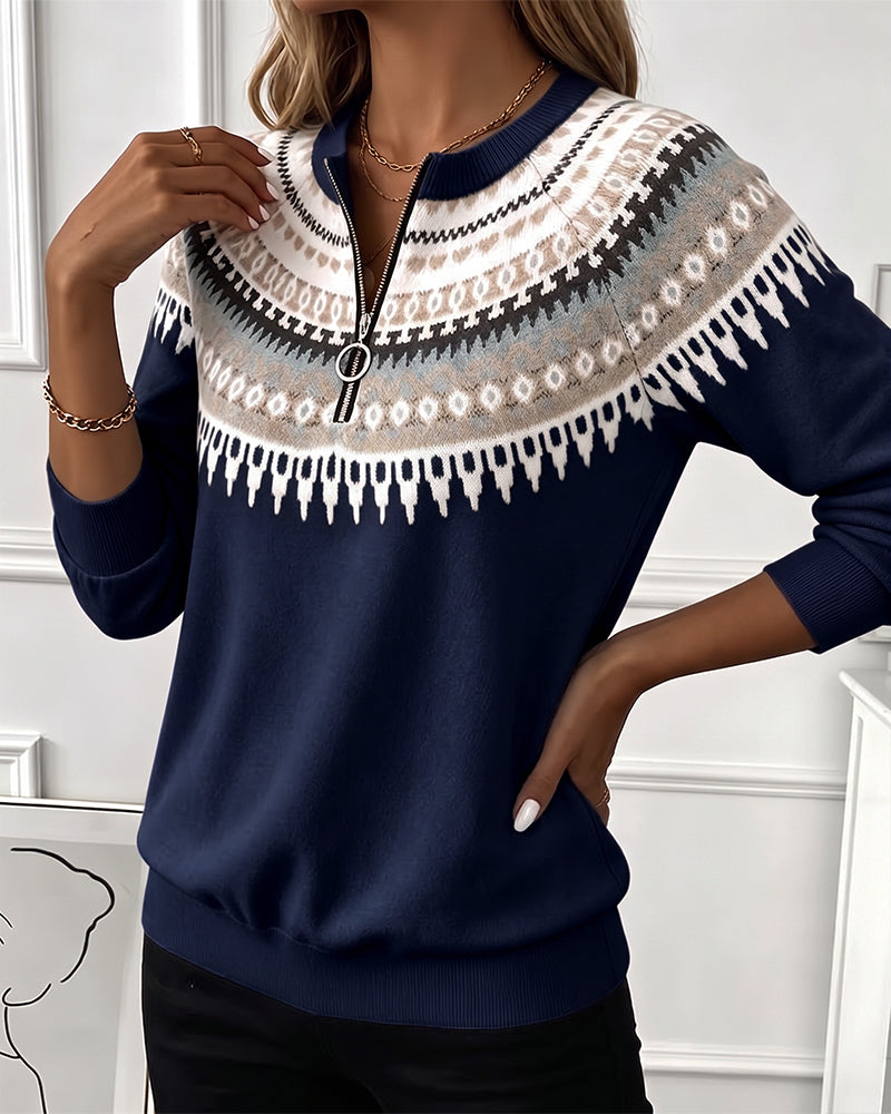 Sweatshirts Bloc De Couleur Fermeture Éclair Manche Longue