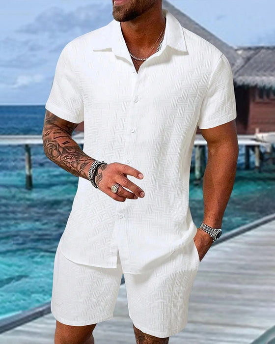 Ensembles À Carreaux Col Polo Décontracté Hommes