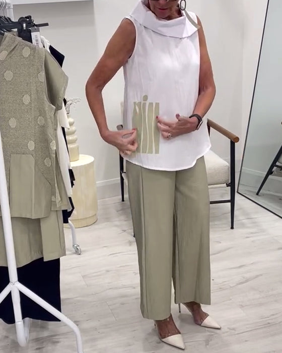 Costume Sans Manches Large Col Tendance