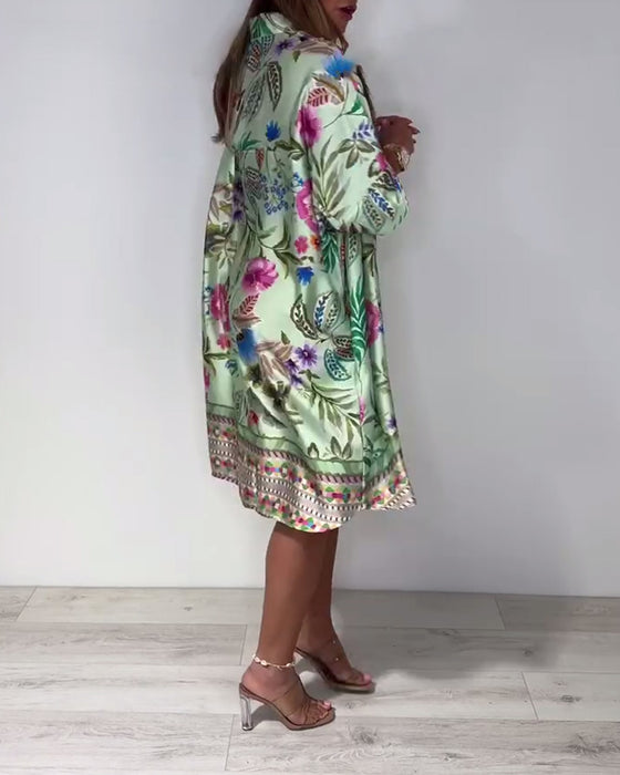 Robe Col montant Vacances Florale