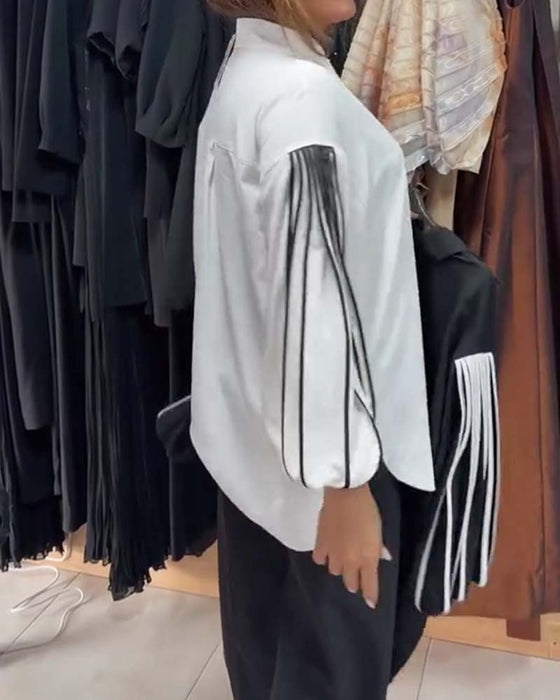 Chemise Contraste Ligne Manche Longue