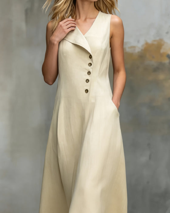 Robes Asymétrique Revers Sans Manches Longue