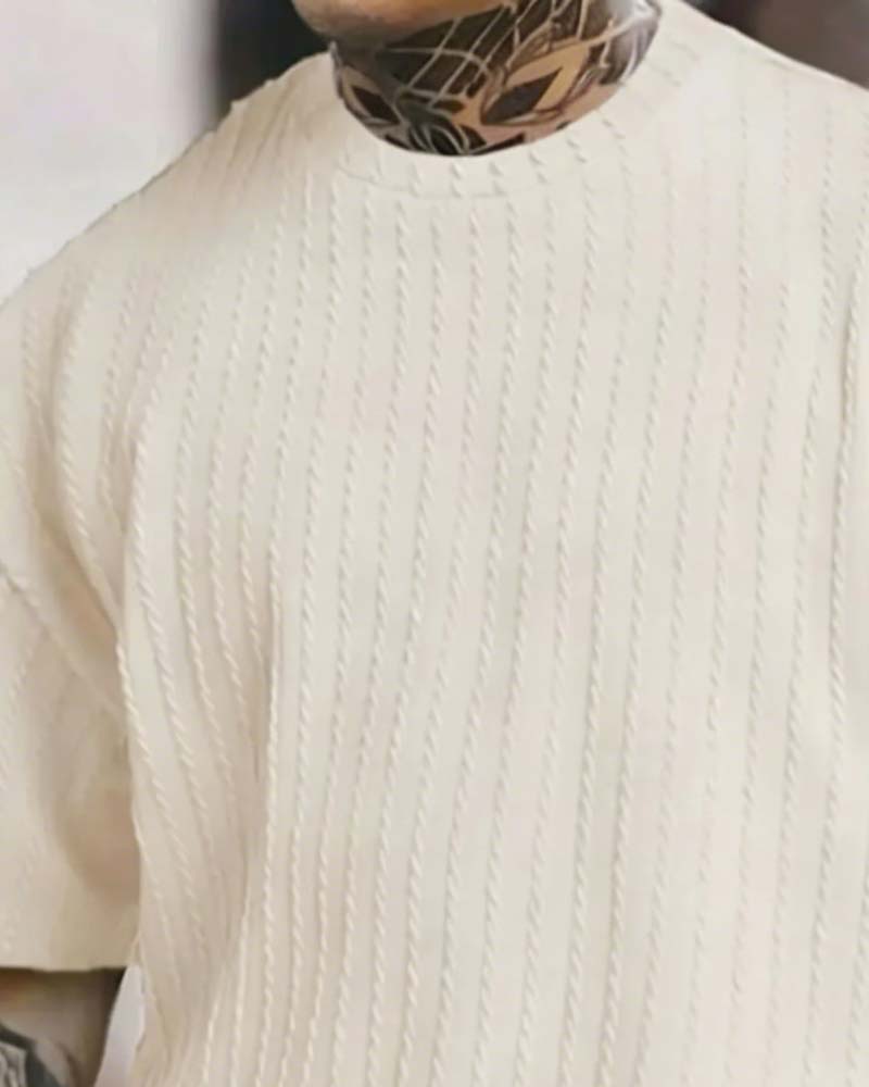 Ensemble Homme T-Shirt Rayé Et Short Col Crew