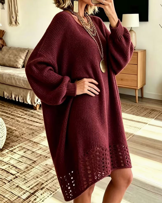 Robe Col Rond Ajouré Pull