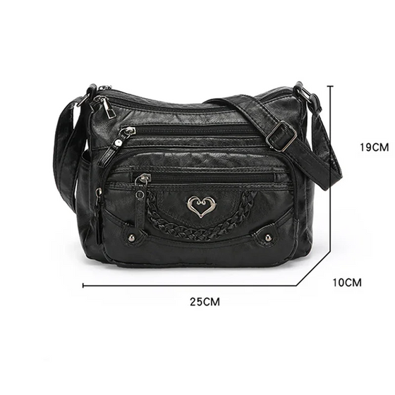 Femmes Doux PU Cuir Multi-Poche Sac Bandoulière