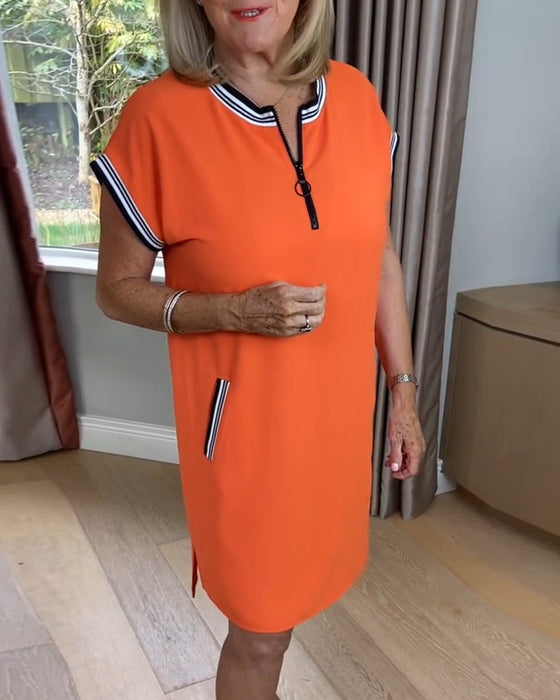 Robe Demi-Zip Couleur Contrastée Sport