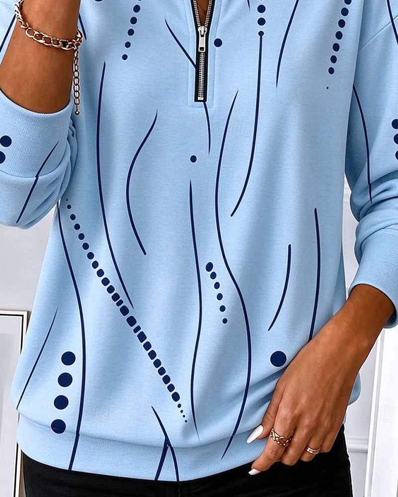 Sweatshirt Fermeture Éclair Ligne Col Rond