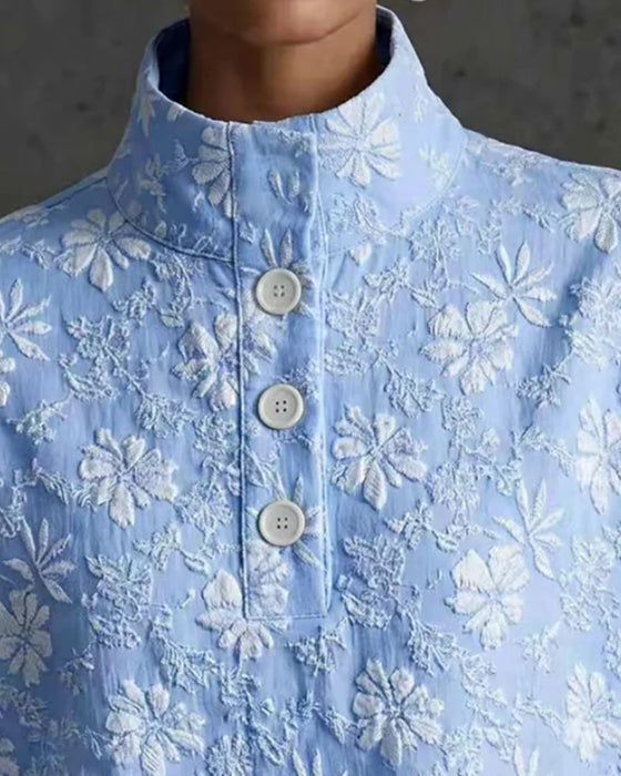 Blouse Col Mock Bouton Mode