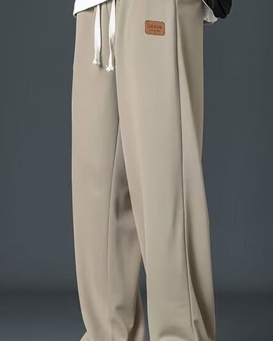 Pantalon Hommes Décontracté Cordon De Serrage Jambe Droite