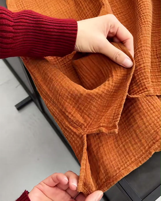 Robe Manches Longues Unie Simple Col Revers