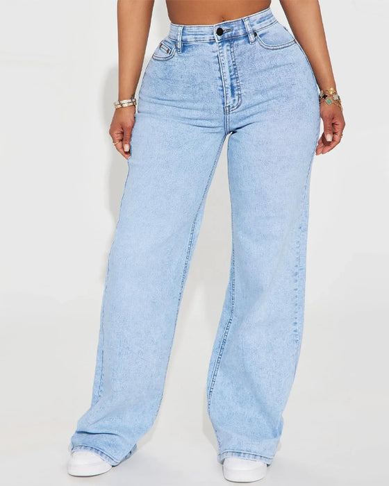 Jean Taille Haute Avec Effet Liftant Et Évasé Léger