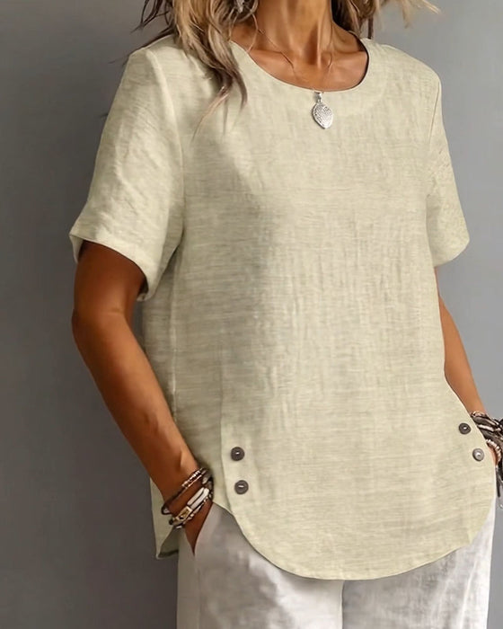 T-Shirt Col Rond Uni Simple 100% Coton