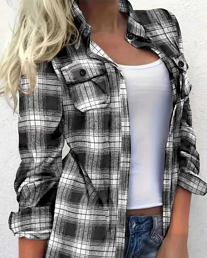 Blouse Casual Écossais Chemise