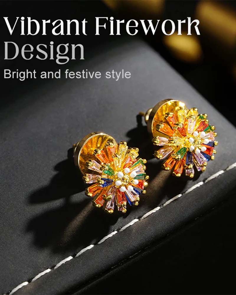 Boucles D'oreilles Clous Feu D'artifice Coloré 💎 Design Zircone & Élégant Minimaliste