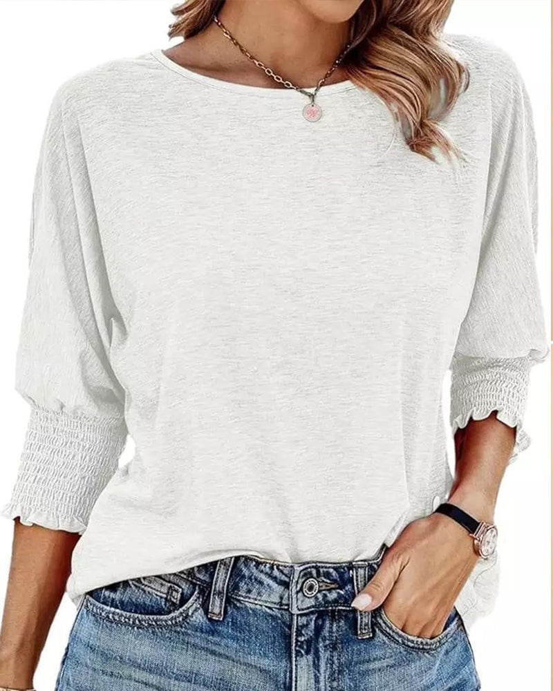 Tshirt Coupe Ample Col Rond Poignets Froncés