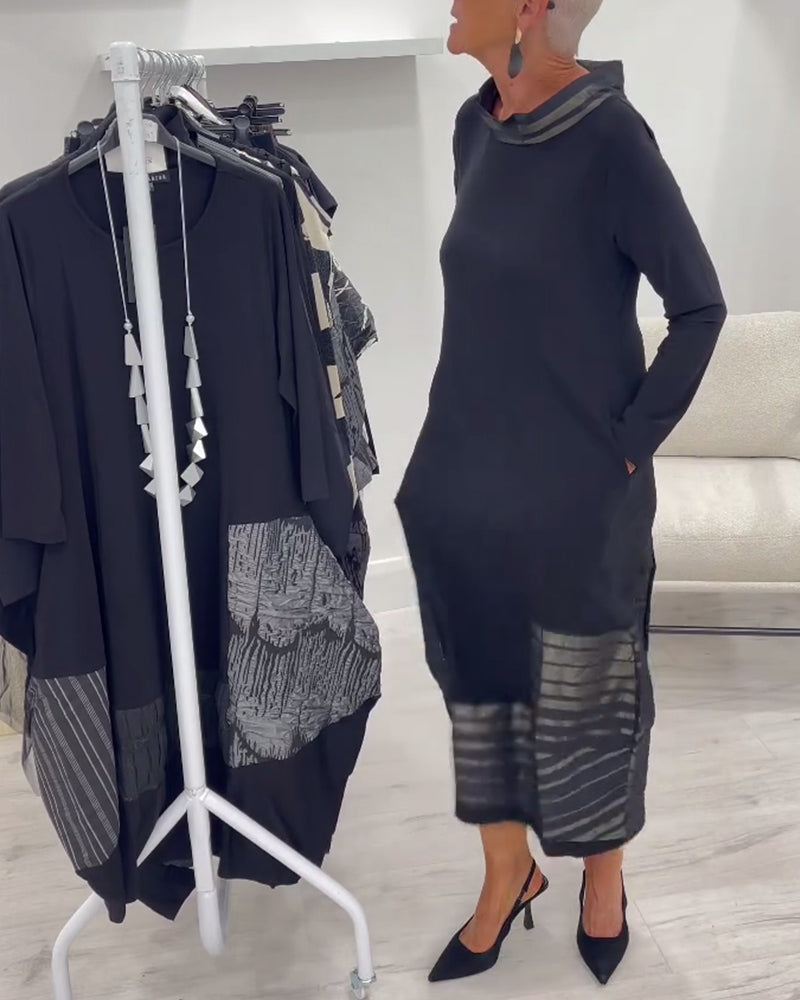 Robe Tendance Couleur Unie À Empiècements