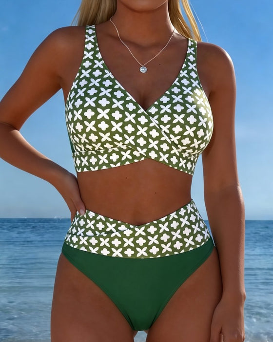 Bikini Fleur À Quatre Feuilles Croisé Enveloppant
