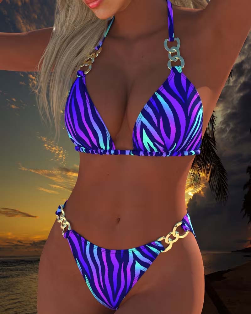 Maillot de bain bikini imprimé dégradé tendance